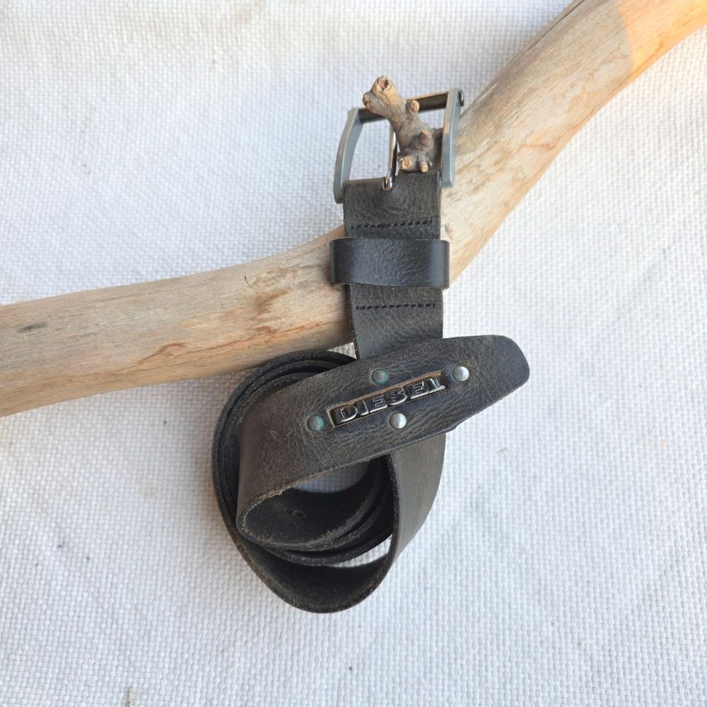 Diesel Vintage Darkest Brown Leather Belt 90s